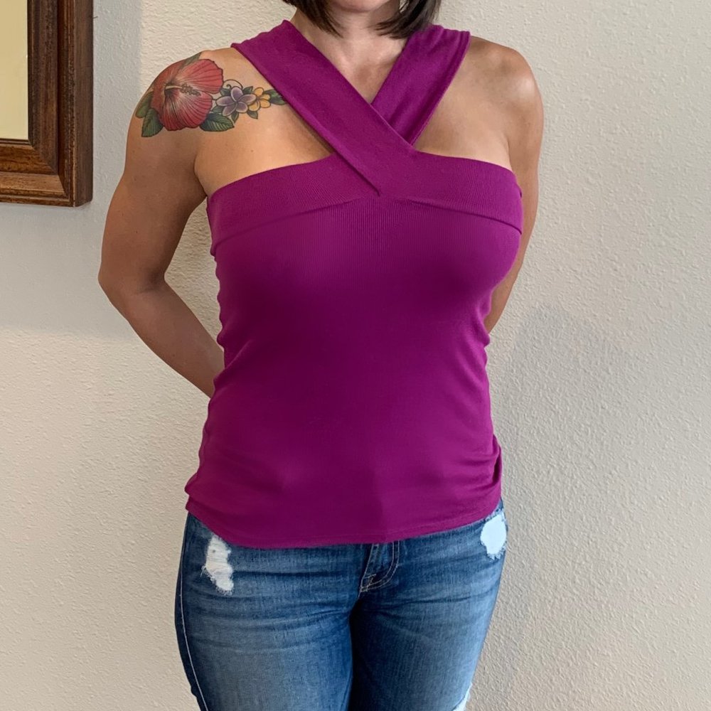 Free People size small multi-way magenta top